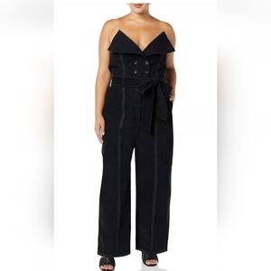 Making the Cut Corduroy Black Wide Leg Jumpsuit  Size S